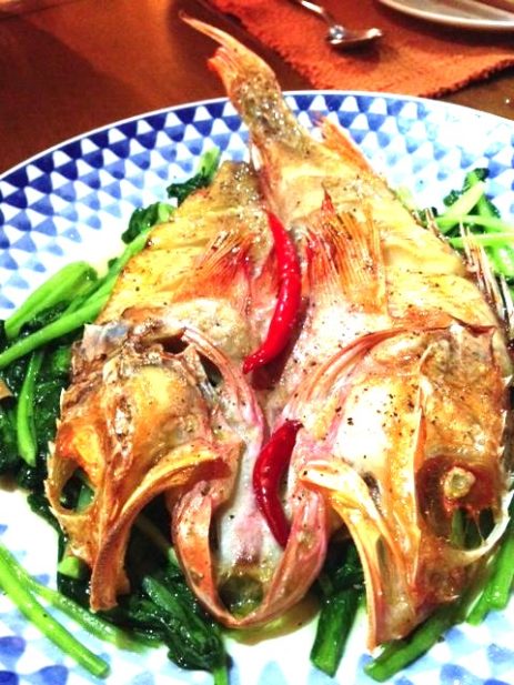 きんき一夜干しのグリルと小松菜のペペロンチーニ　photo by なおこさん