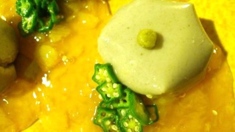 ごぼう豆腐に甘夏のあん。トップにはワサビです。photo by じぶん